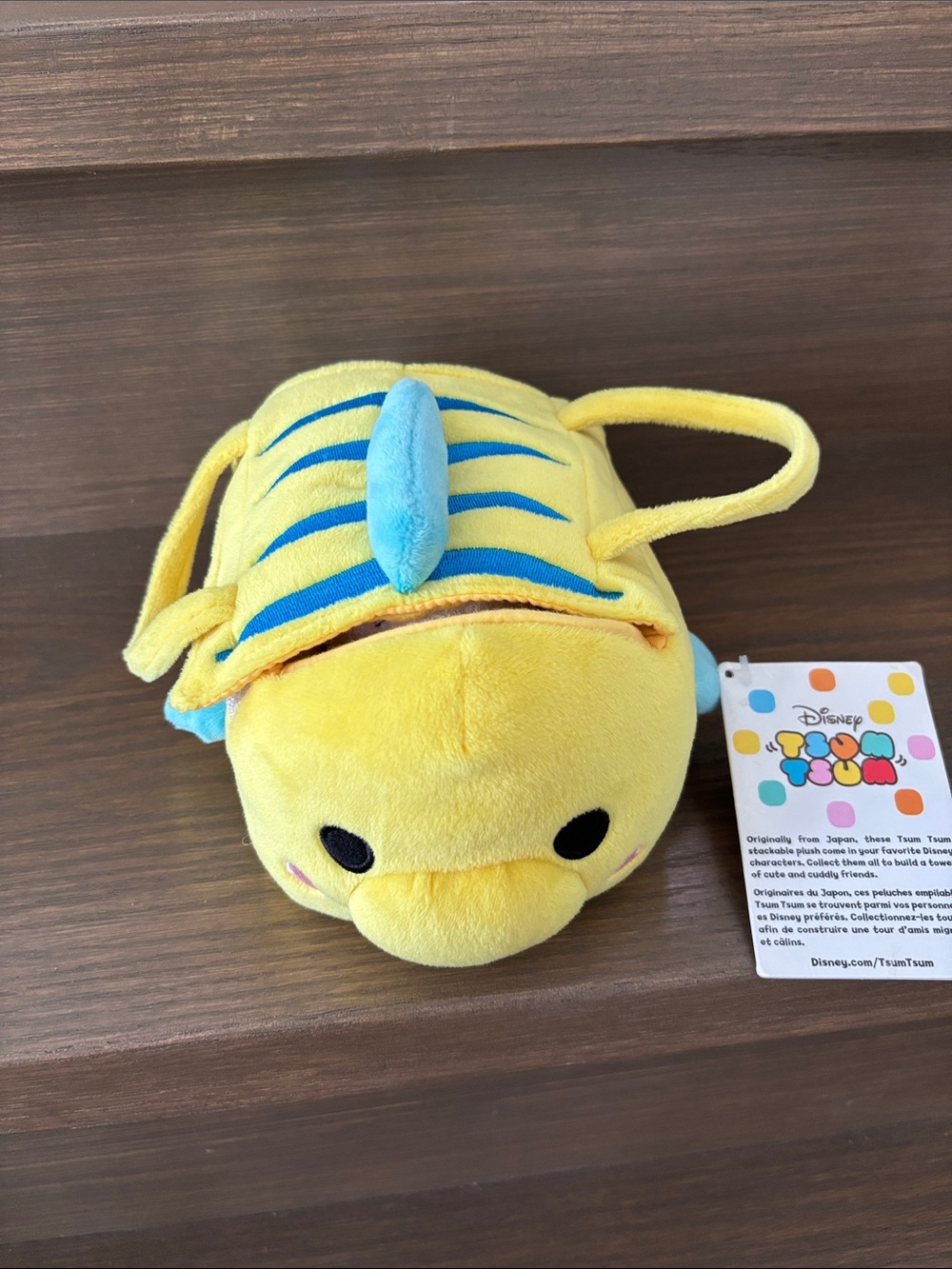 Disney Tsum Tsum Flounder Carrying Case with a mini Sebastian and Marie the Cat.